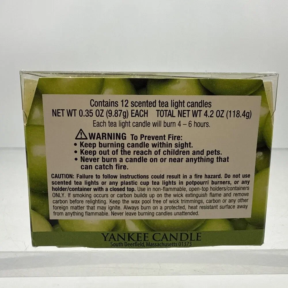 Yankee Candle Granny Smith Apple Box of Scented Tealights (12 in Box) NOS